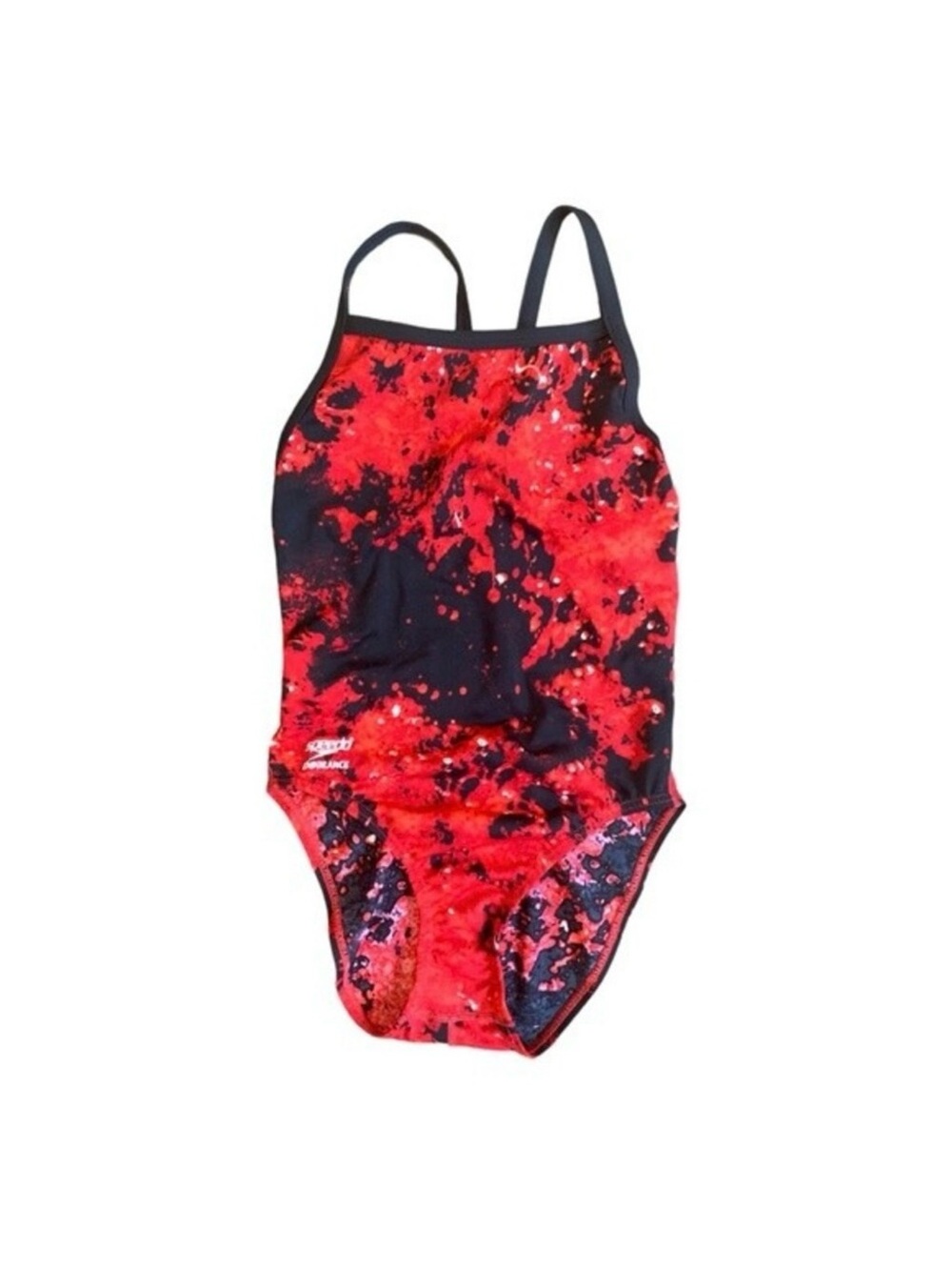 Speedo Women’s Sz 30/US 2 Red and Black One-Piece Swimsuit Lined